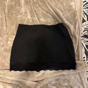 Elegant Black Lace Trim Slip SKORT